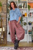 Jasper Plaid Brushed Cotton Shelby Barrel Pant Morello